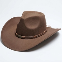 Chapeau en feutre de laine personnalisé de style occidental à la mode, avec bord large et souple, en denim, pour adulte, personnalisable pour les fêtes