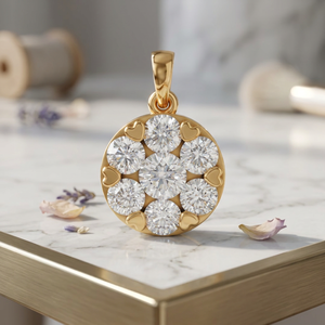 Pendentif en diamant cultivé en laboratoire avec accent de pétales scintillants, collier en or fin et argent pour femmes - Product Image 1