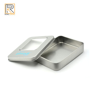 Bán buôn vuông bạc hộp thiếc với cửa sổ <span class=keywords><strong>PVC</strong></span> trong suốt hộp kim loại Thích hợp cho đồ trang sức USB Fingertip Gyro bao bì - Product Image 1