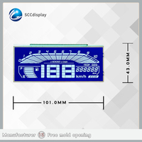Layar LCD 7-Segmen SCCdisplay GW008 Kualitas Pabrik, HTN Biru Negatif, Lampu Latar LED untuk Kendaraan, Kecerahan 500, Pemasangan PIN
