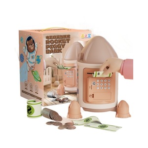 Rocket Shaped Piggy Bank For Kids With Fingerprint And Password Lock Battery Powered <b>Money</b> <b>Box</b> For <b>Girls</b> And Boys - Product Image 3