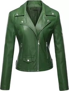 Chaqueta de Pu para <span class=keywords><strong>mujer</strong></span> de alta calidad de fábrica de China para Otoño Invierno Blouson Sngal Color en blanco Estilo fresco <span class=keywords><strong>Mujer</strong></span> Chaqueta de cuero de Pu agradable - Product Image 5