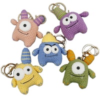 Porte-clés Monstre Mignon et Original en Tricot Fait Main avec de Grands Yeux en Peluche