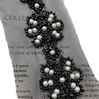 Dentelle en maille brodée perlée fournie par l'usine, accessoires de robe de mariée et de tenue de soirée DIY - Dentelle perlée brodée et ornée de perles