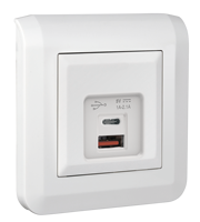 Prise murale USB double port 10A 12W Type-A 20W Type-C à charge rapide, personnalisable en usine, norme européenne, 16A