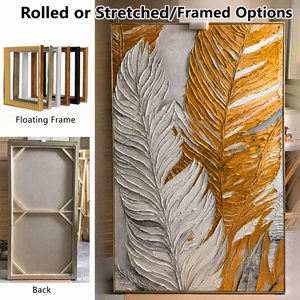 <span class=keywords><strong>Peinture</strong></span> à l'huile texturée moderne de luxe, grand format <span class=keywords><strong>sur</strong></span> <span class=keywords><strong>toile</strong></span>, peinte à la main, avec palette et couteau 3D, motif <span class=keywords><strong>arbre</strong></span> doré, pour décoration d'hôtel - Product Image 4