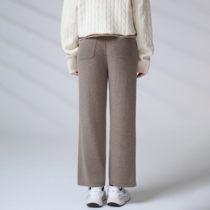 Custom Luxury Casual Knitwear Women's <b>Wool</b> Cashmere Wide Leg <b>Pants</b> High-End Drawstring Knit Trousers - Product Image 6