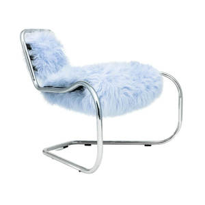 Designer de luxe moderne hall de l'hôtel fauteuil incurvé en fausse fourrure salon de campagne chaises volantes tubulaires en acier inoxydable pour la maison - Product Image 5