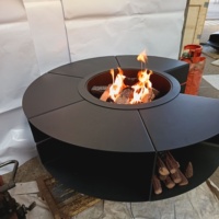 Cheminée de meubles de Table ronde de foyer de barbecue noir mat de haute qualité cheminée de Table ronde noire en acier au carbone