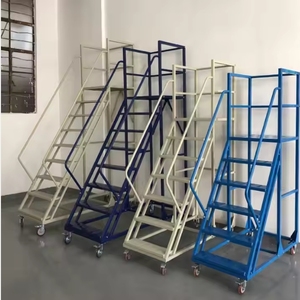 Có thể gập lại dễ dàng cửa hàng bước thang siêu thị kho thang di chuyển bước thang với nền tảng - Product Image 2