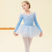 Ropa de baile para niños, leotardo de Ballet de manga larga de algodón para niñas, tutú de princesa Elsa, traje de baile chino, Otoño/Invierno