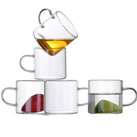 Tasses à café et à thé en verre borosilicate transparent de 150 ml, style moderne, cadeau d'affaires, petite tasse transparente avec anse – Vente en gros