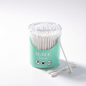 Cotons-tiges MyBEE 300 pièces en coton doux pour le soin des oreilles et du nez des bébés - Product Image 1
