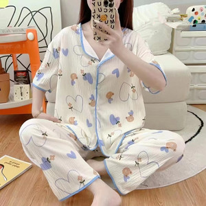女式睡衣套装长裤短袖柔软棉质家居服女童宿舍套装中东畅销睡衣 - Product Image 6