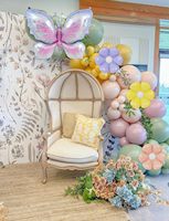 Guirlande d'arche de ballons personnalisée, motif floral printanier et papillons pastel, pour baby shower et anniversaire