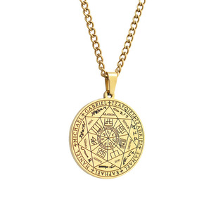 ODM 7 başmelekler Sigil Charm kolye kutsal mühür dini kolye Totem Rune paslanmaz çelik yuvarlak erkekler kolye kolye - Product Image 4