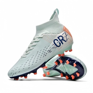 Chaussures de football montantes à crampons AG, respirantes et confortables, pour terrain synthétique, tendance mode, style basketball - Product Image 4