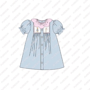 Vêtements smockés <span class=keywords><strong>de</strong></span> pâques pour enfants, <span class=keywords><strong>tenue</strong></span> festonnée pour bébé fille, motif lapin brodé, tenues pour tout-petit fille, 2023 - Product Image 4