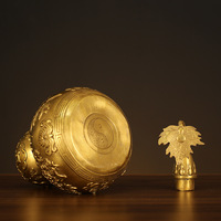 Ornement en laiton en forme de gourde, quatre saisons, Ping Fushou, à couvercle ouvrant, grand porte-bonheur Feng Shui, imitation antique sculptée traditionnelle pour salon