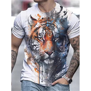 T-Shirt da Uomo in Maglia con Stampa 3D di Leone, Manica Corta, Traspirante, Ecologica, Moda Outdoor, Spedizione Gratuita - Product Image 1