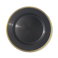 Vente en gros d'assiettes en plastique-noir, or, argent-décorations de mariage et de dîner