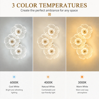 Applique Murale Florale Sans Fil Rechargeable Moderne de Luxe à 3 Têtes en Verre Cristal avec Batterie Externe Amovible pour Décoration de Chambre
