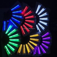 Ventilador LED Luminoso de Discoteca, Ventilador Plegable de Colores, Ambiente de Bar y Discoteca, Ventilador de Tela de Seda Fluorescente Luminoso