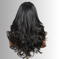 13x4 Pre-Everything Lace Frontal Fluffy Wave Perücke mit Gesichtsrahmen-Vorhangfransen und unsichtbarem Kordelzug, Echthaarperücken, kleberlos