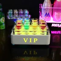 Nouveau plateau carré en métal pour verres à shot VIP avec logo personnalisé lumineux à LED pour bar, boîte de nuit, salon, fête