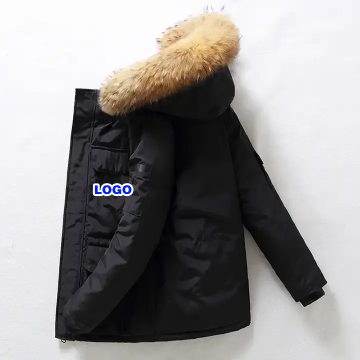 Doudoune d'hiver pour homme avec col montant Vêtements de travail épaissis Manteau chaud pour Streetwear Caractéristiques Motif imprimé
