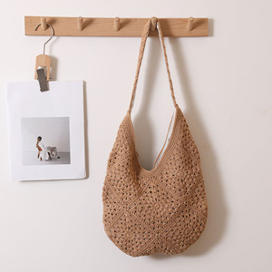 <span class=keywords><strong>Bolso</strong></span> de mano de <span class=keywords><strong>ganchillo</strong></span> hecho a mano bohemio para mujer, <span class=keywords><strong>bolso</strong></span> de playa de verano al por mayor con <span class=keywords><strong>asas</strong></span> dobles, cierre abierto, decoración Floral - Product Image 2