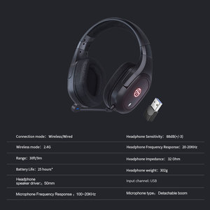 <span class=keywords><strong>Casque</strong></span> de jeu sans fil ZFX/ODM/OEM 2.4G+BT avec dongle, microphone enfichable, son virtuel 7.1 - Product Image 6