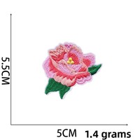 Nouvelle applique thermocollante en polyester brodée motif lotus de dessin animé avec rose et tournesol pour vêtements