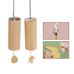 Carillón de viento con manivela manual de bambú de origen de fábrica, cordón colgante de diseño de troncos simples para grabado de cajas de artesanía de <span class=keywords><strong>madera</strong></span> para interiores/exteriores - Product Image 3