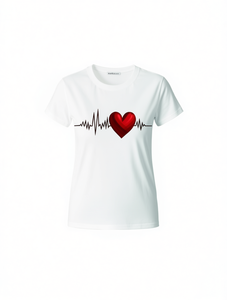 T-shirt décontracté grande taille pour femme, imprimé cœur rouge romantique, col rond, manches courtes, collection Printemps-Été, idéal pour la Saint-Valentin - Product Image 1