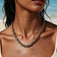 Collier ras du cou minimaliste en maille torsadée bicolore or et argent pour femme, bijoux fantaisie OEM/ODM
