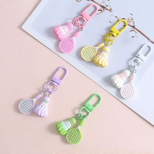 Mini porte-clés pendentif décoratif multicolore en forme de raquette de badminton, cadeau pour étudiant - Product Image 4