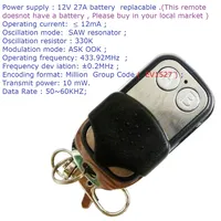 RFCE001 Mini 2CH 433MUHF Récepteur sans fil PT2262 2264 EV1527 Décodeur domotique intelligent ASK OOK Apprentissage Décodage à code fixe