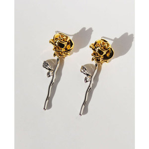Fashion Trendy 18K <b>Gold</b> Plated <b>Rose</b> Flower Earrings Luxury Natural Earrings for Women Party Gift - Product Image 2