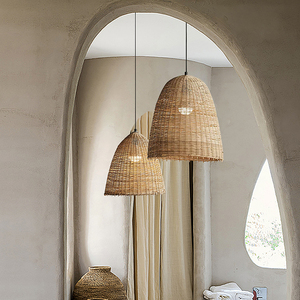 Lustre en rotin E27, lumière Led ronde à tête unique, pour salon, chambre à coucher, salon de thé, luminaire de Style Zen - Product Image 4