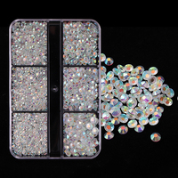 Usine en gros couleur rond Ab cristal ongles strass 3D paillettes diamant Nail Art décorations pierres