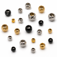 Perles rondes demi-trou en acier inoxydable pour bijoux DIY, dimensions personnalisées OEM, composant d'espacement plaqué, personnalisable ODM