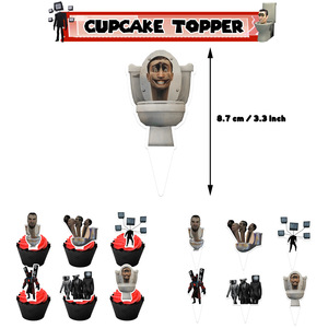 Décoration de fête d'<span class=keywords><strong>anniversaire</strong></span> et de remise de diplôme sur le thème des toilettes, ensemble de ballons et d'inserts de gâteau en papier jetable, drapeau d'horreur pour garçon - Product Image 4