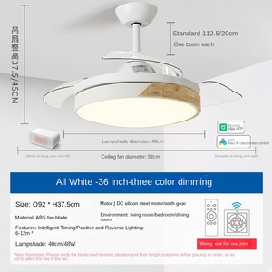 42 Inch Mỹ Macaron Bằng Gỗ Hiện Đại Tối Giản Phòng Khách Phòng Ngủ Vô Hình LED Quạt Trần Với Ánh Sáng - Product Image 4