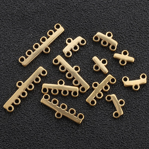 Connecteur de bijoux en acier inoxydable, rectangulaire, multi-trous, pour la fabrication de colliers, plaqué or, H1340 - Product Image 4