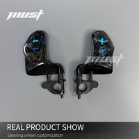 Volant en fibre de carbone forgé avec flocons bleus LED personnalisés pour Dodge Charger Challenger SRT Hellcat pour Jeep Trackhawk 2013-2023