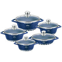 Set peralatan masak anti lengket, peralatan masak lapisan granit marmer anti lengket panci satu