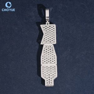 Hip Hop <b>Charm</b> Iced Out Letter Rhodium Plated Pendant Moissanite 925 <b>Silver</b> GRA Certified Women's Luxury <b>Charm</b> - Product Image 4
