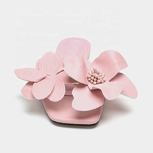 Sommer neue Blätter flache Hausschuhe offener Zeh quadratischer Zeh blumige französische flache Sandalen - Product Image 6