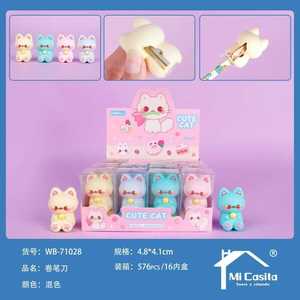 Cute Cat Pencil Sharpener Mechanical Manual Silicone Blade Standard Size School Office Supply Writing Accessory - Product Image 3